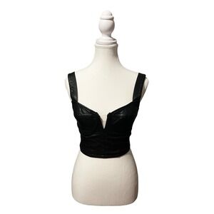Olivaceous faux leather bustier crop top – size small
